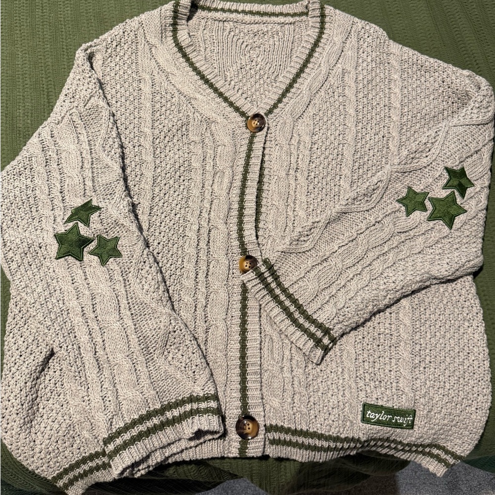 Taylor Swift Gray and Green Cardigan